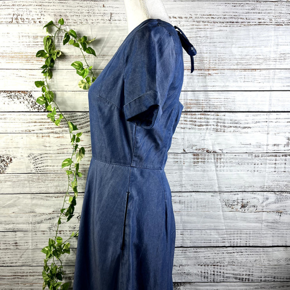Banana Republic Dress $128 size 4 Denim Jean Tencel Career Wedding Knee A Line - Picture 11 of 16
